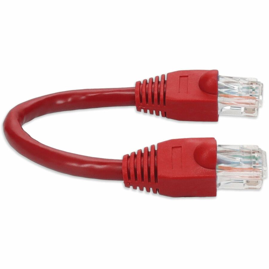 AddOn 6in Red CAT 6A PVC Ethernet Cable Snagless Bubble Boot RJ-45 M/M ADD-0-5FCAT6A-RD