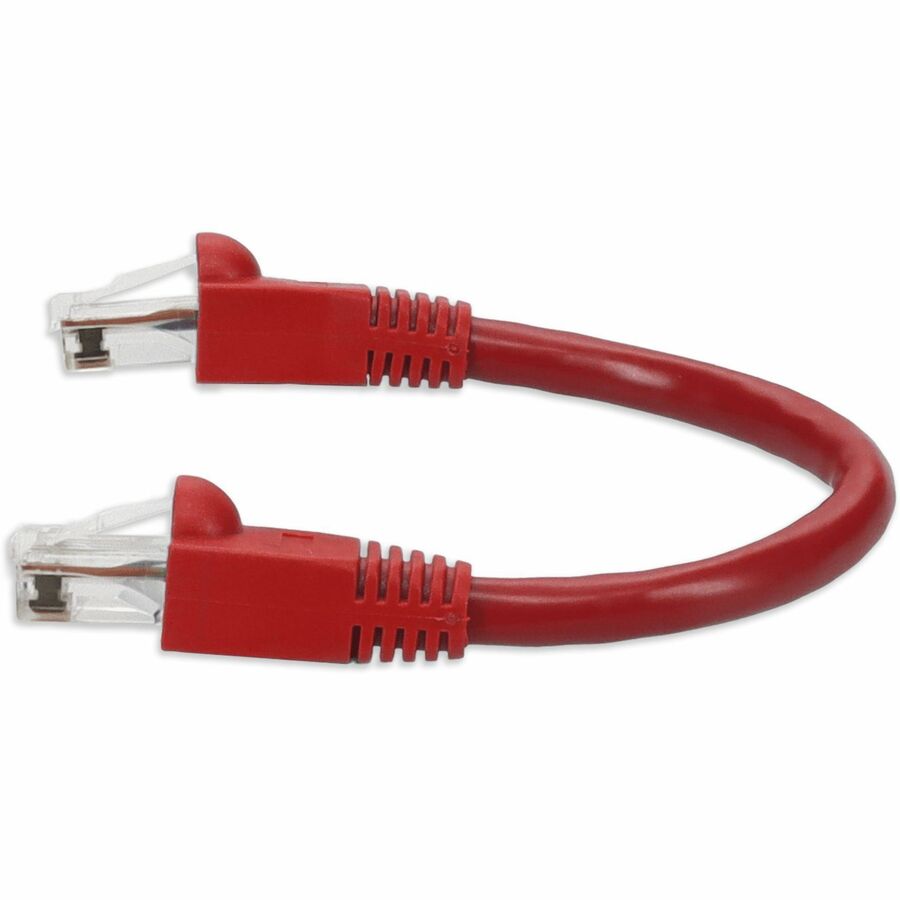 AddOn 6in Red CAT 6A PVC Ethernet Cable Snagless Bubble Boot RJ-45 M/M ADD-0-5FCAT6A-RD