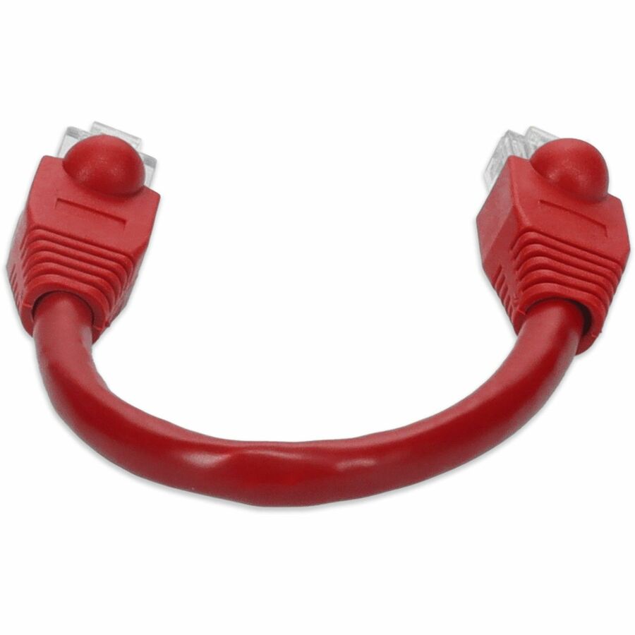 AddOn 6in Red CAT 6A PVC Ethernet Cable Snagless Bubble Boot RJ-45 M/M ADD-0-5FCAT6A-RD