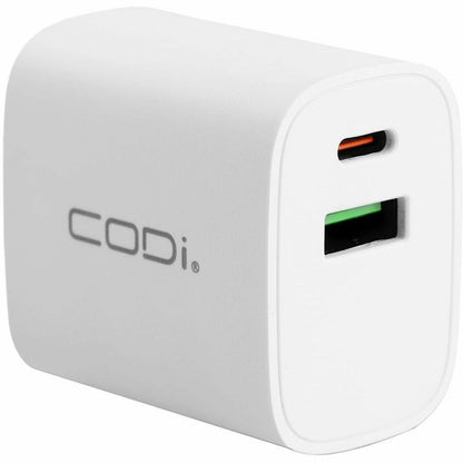 CODi Dual Port 20W Wall Charger/AC Adapter (USB-C, USB-A Outputs) A01102