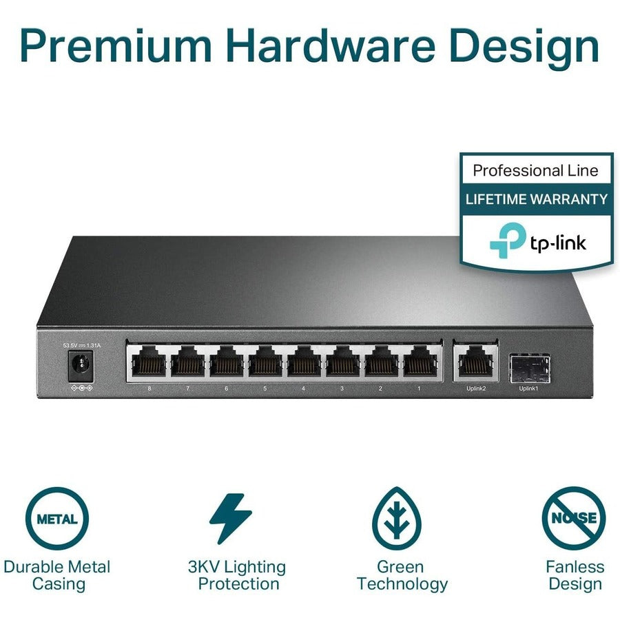 10Port Gigabit Desktop Switch,With 8Port Poe