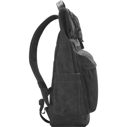 16In Elite Canvas Backpack Blk,Rolltop Quick Access Pocket