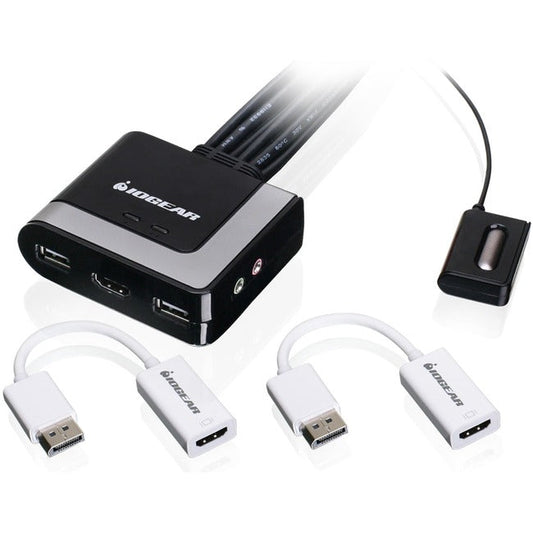 2-Port Hd Cable Kvm With Displayport Adapters