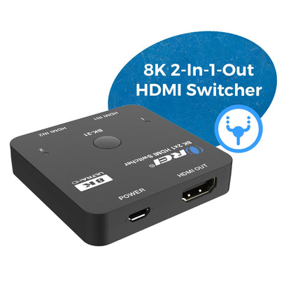 2 in 1 out 8K HDMI Switch with Audio Extraction, EDID management, HDR10+ & Dolby Vision (BK-21)