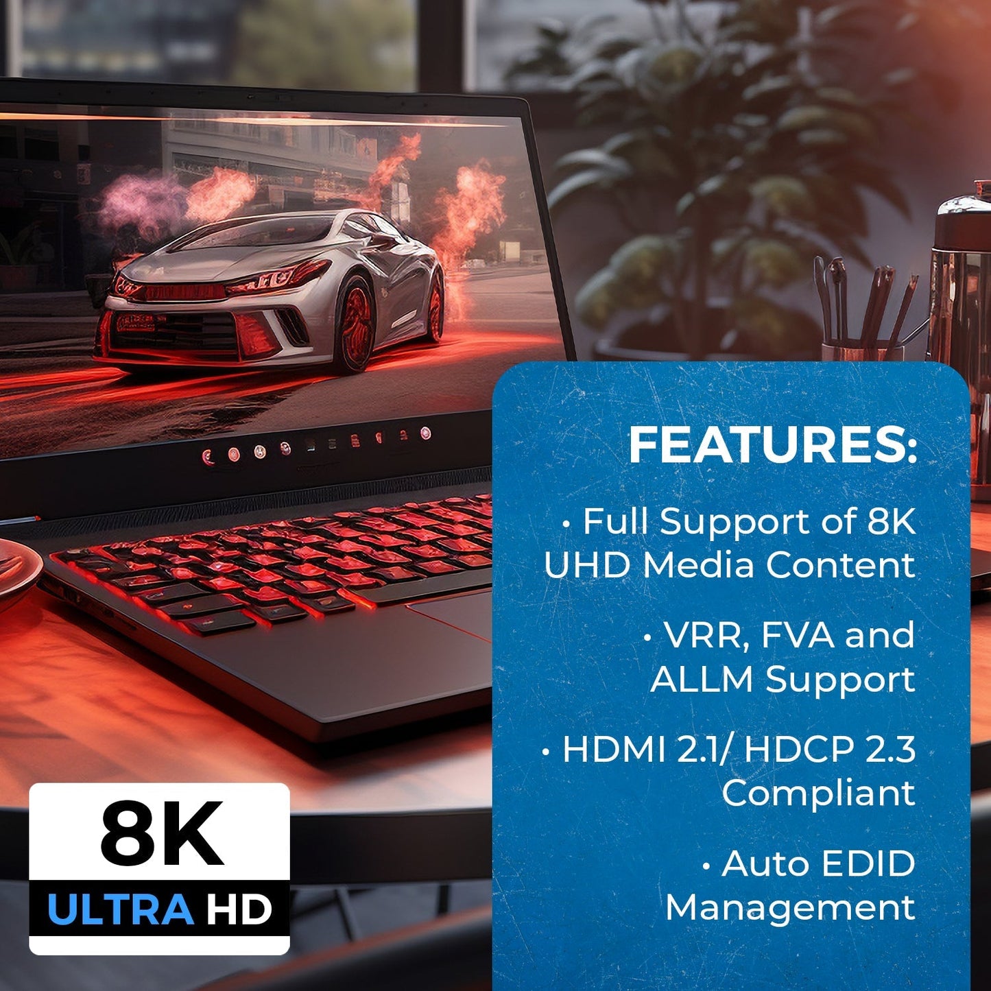 2 in 1 out 8K HDMI Switch with Audio Extraction, EDID management, HDR10+ & Dolby Vision (BK-21)