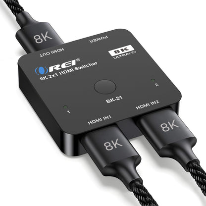 2 in 1 out 8K HDMI Switch with Audio Extraction, EDID management, HDR10+ & Dolby Vision (BK-21)