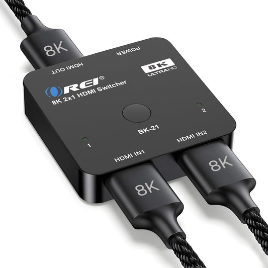 2 in 1 out 8K HDMI Switch with Audio Extraction, EDID management, HDR10+ & Dolby Vision (BK-21)