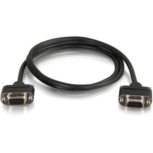 25Ft Serial Rs232 Db9 Null Modem Cable With Low Profile Connectors F/F - In-Wall
