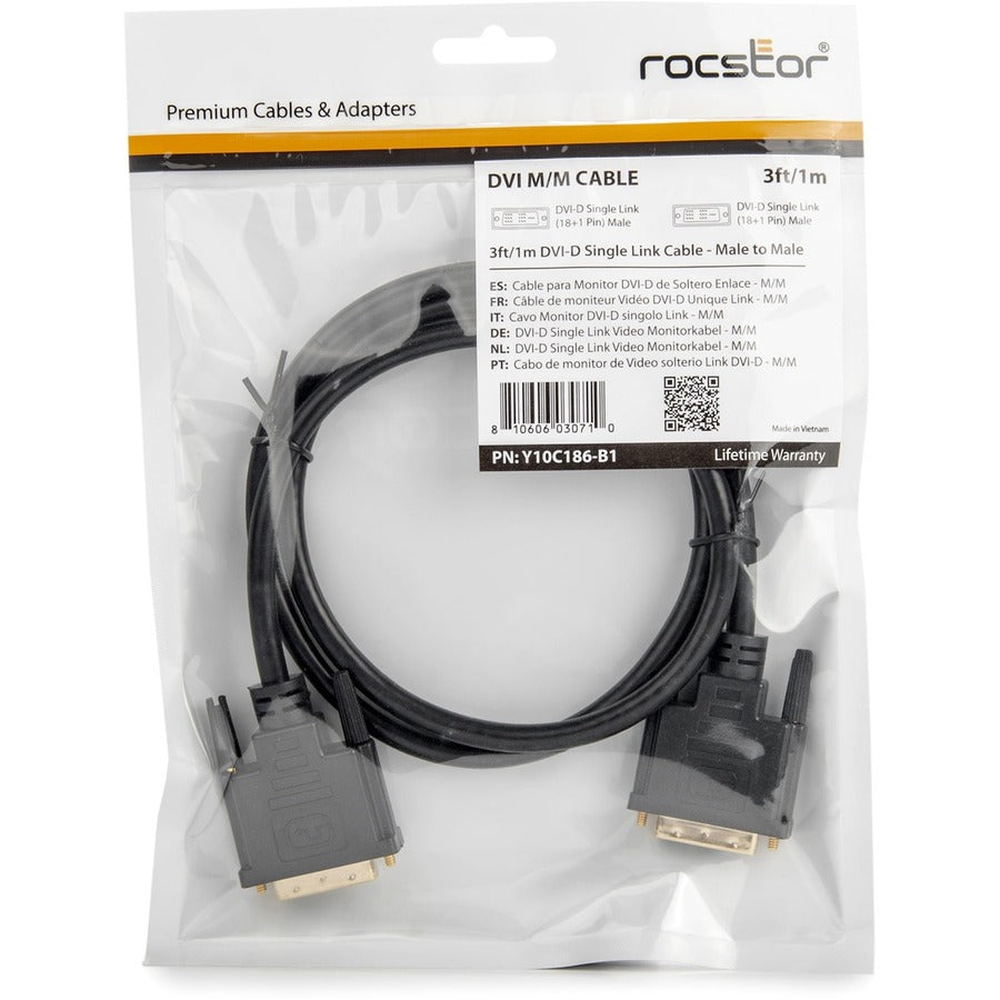 3Ft Dvi Single Link M/M Cable,Dvi 18+1 Gold Plated Black Cable