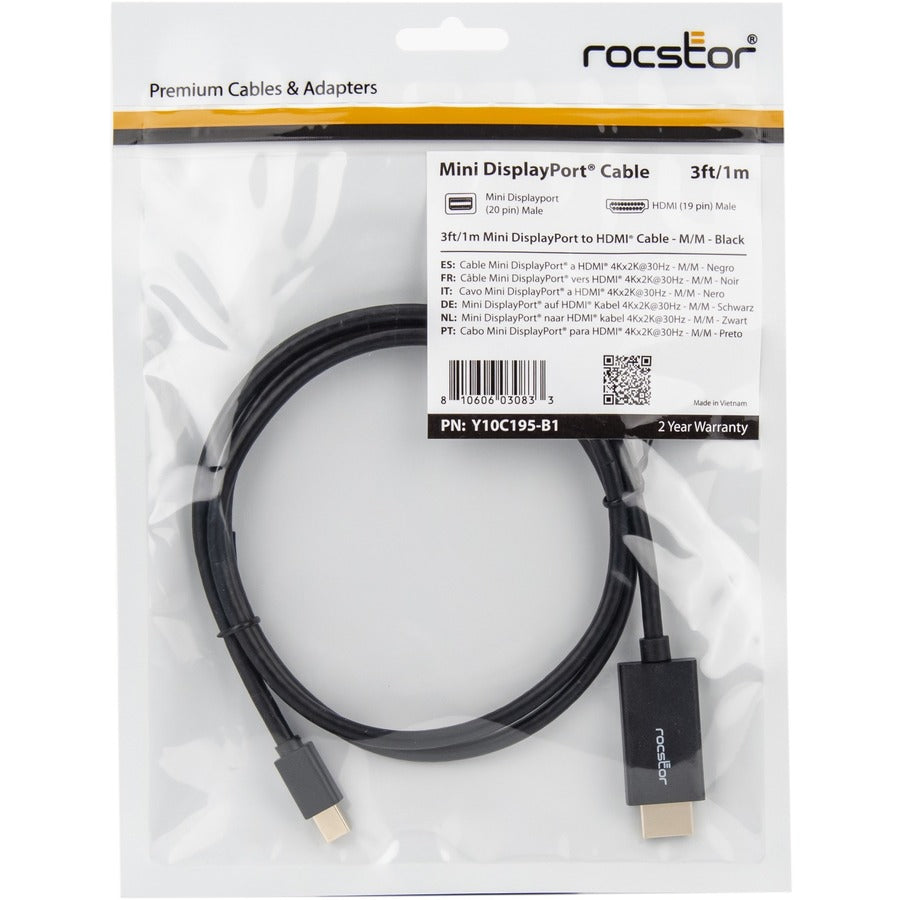 3Ft Mini Displayport To Hdmi,M/M 4Kx2K 30Hz Cable Black