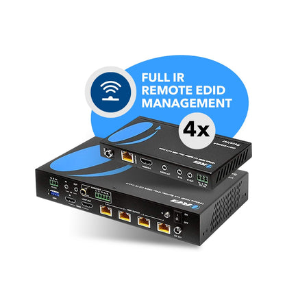 4K 1x4 HDMI Extender Splitter over CAT 6 up to 400 feet with PoC, one-way IR control, EDID management (UHD14-EXB400-K)