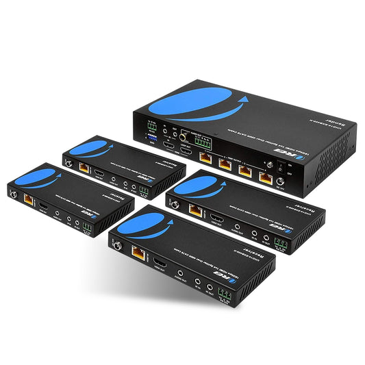 4K 1x4 HDMI Extender Splitter over CAT 6 up to 400 feet with PoC, one-way IR control, EDID management (UHD14-EXB400-K)