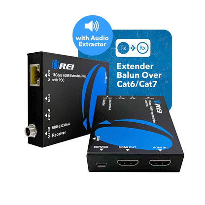 4K HDMI Extender Over CAT6/7 RJ45 4K@60Hz with Audio Extractor Optical IR up to 230 Feet (UHD-EX230A-K)