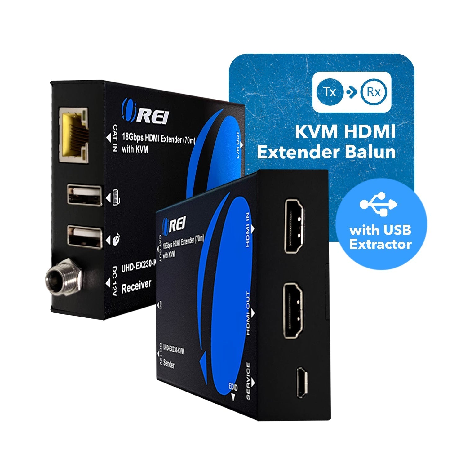 4K HDMI Extender Over CAT6/7 With KVM & HDMI Loop-Out 4K@60Hz Up To 230 Ft (UHD-EX230-KVM)