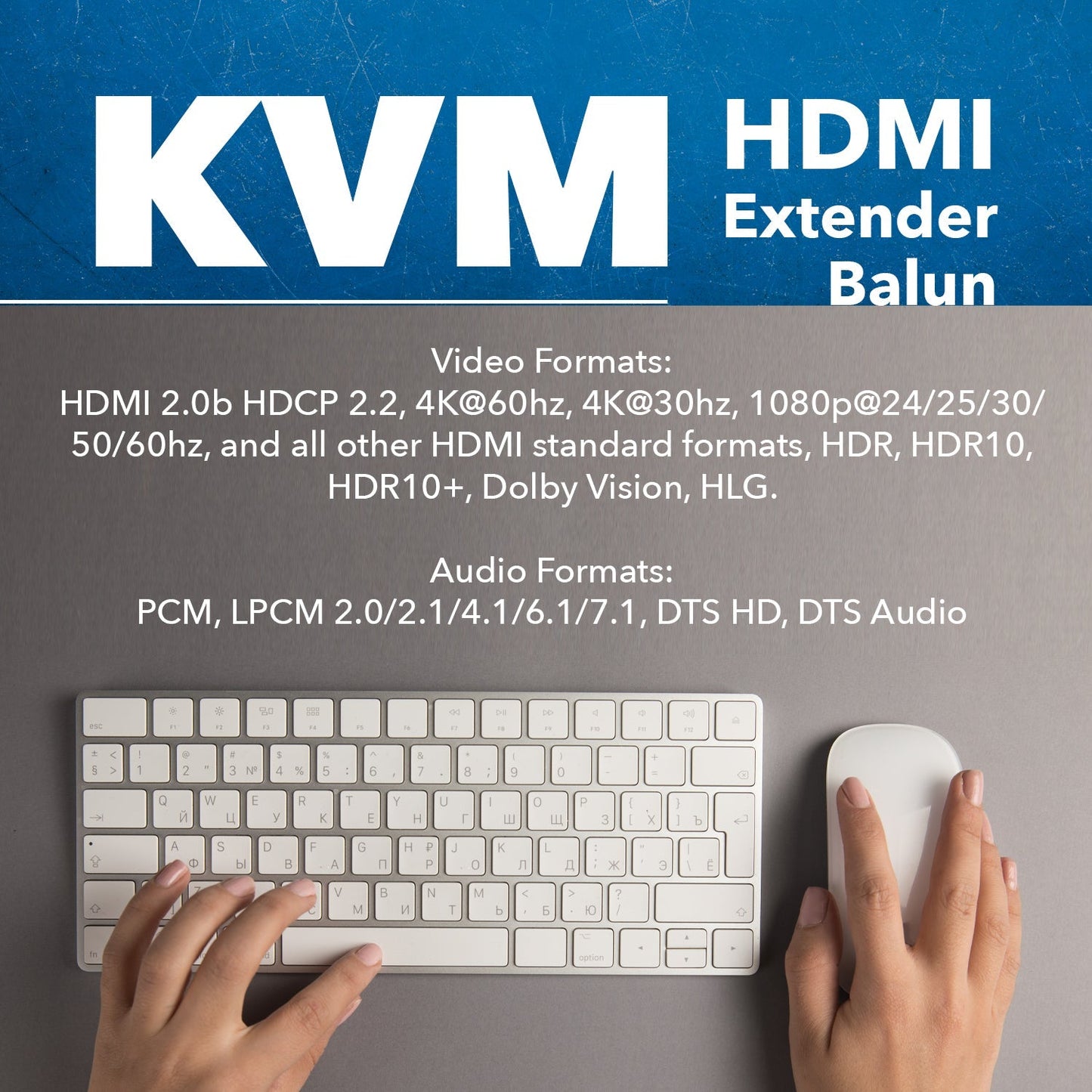 4K HDMI Extender Over CAT6/7 With KVM & HDMI Loop-Out 4K@60Hz Up To 230 Ft (UHD-EX230-KVM)