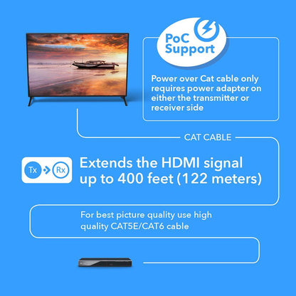 4K HDMI Extender with HDBaseT over CAT 6/7 up to 400 feet with IR control and loopout (UHD-EXB400R-K)