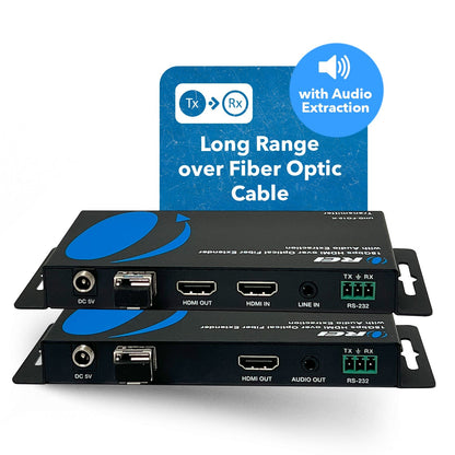 4K HDMI over Optical Fiber Extender with Audio Extraction and Bi-Directional IR (UHD-FO10-K)