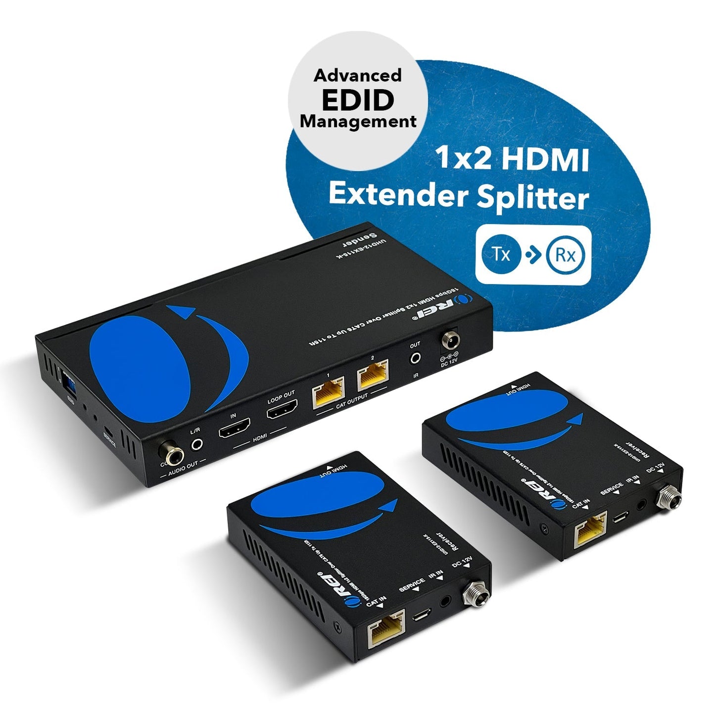 4K Ultra HD 1x2 HDMI Extender Splitter Over CAT6/7 Up To 115 Ft -EDID (UHD12-EX115-K)