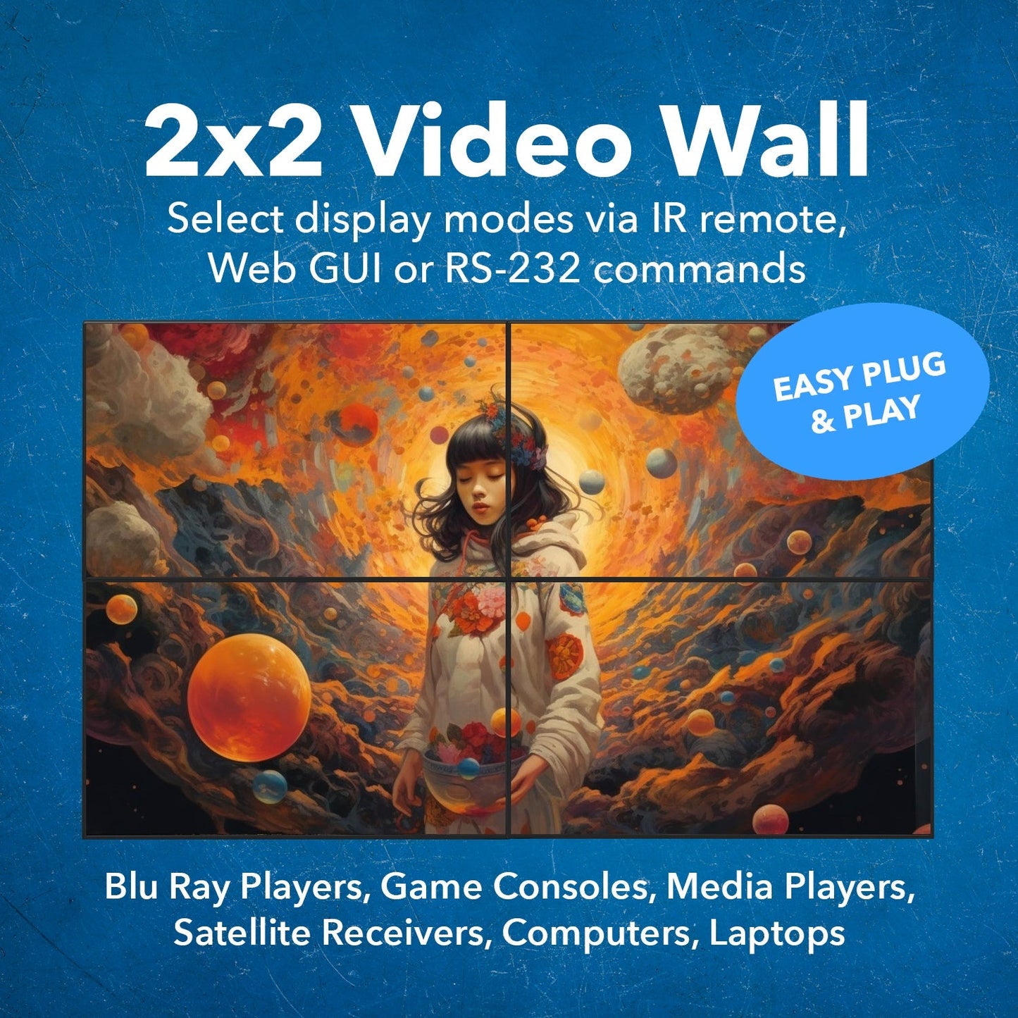 4K@60Hz 4x4 Seamless Matrix with Video Wall (UHDS-404VW)