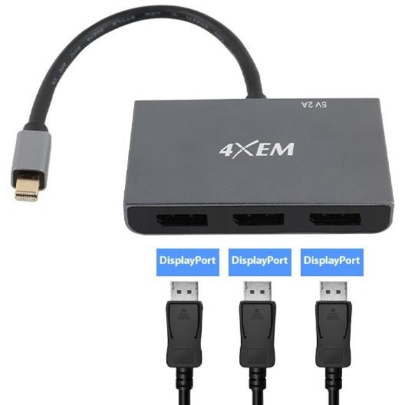 4Xem 3-Port Mini Displayport To Displayport Multi-Monitor Hub