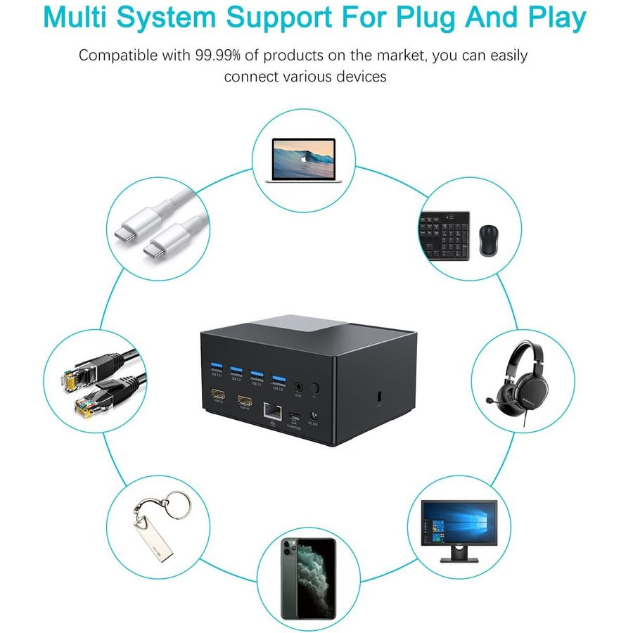 4Xem 65W Usb-C 4K Dual Display Universal Docking Station With Power Delivery
