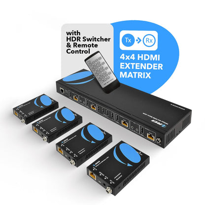 4x4 HDMI Matrix Extender - UltraHD 4K@60Hz Over Single CAT6/7 Cable (UHD48-EX230-K)