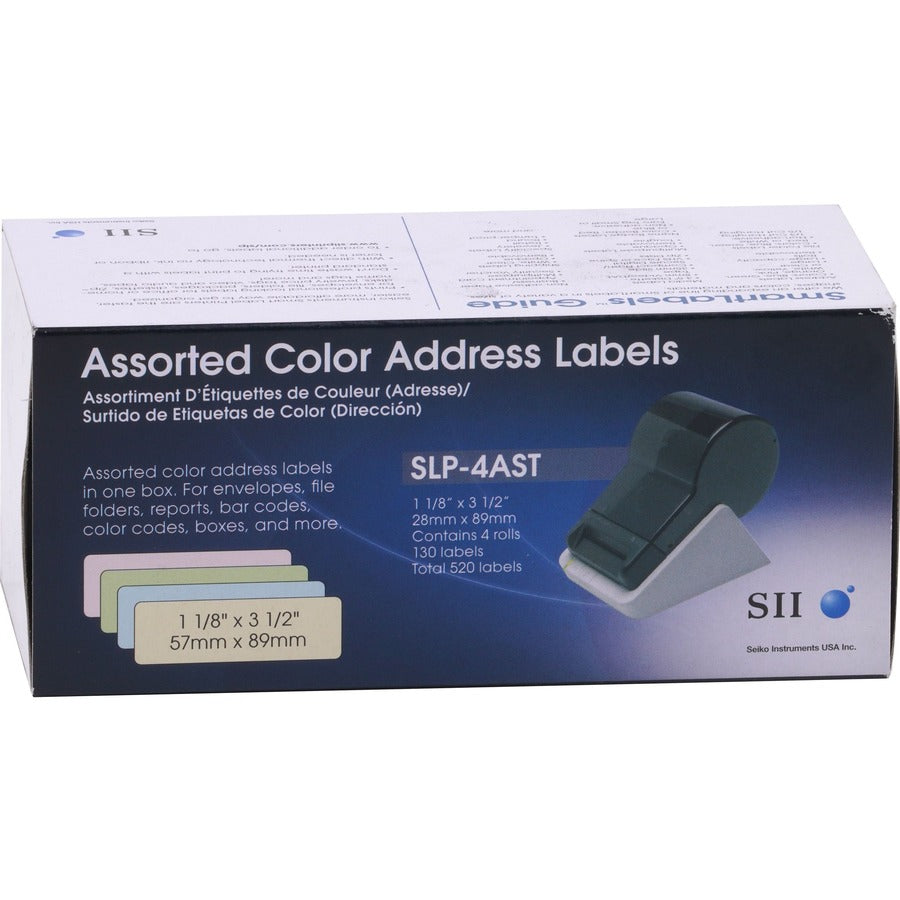 520-Labels 1-1/8 X 3-1/2,Slp-4Ast Asst Color Yel/Blu/Grn/Pnk