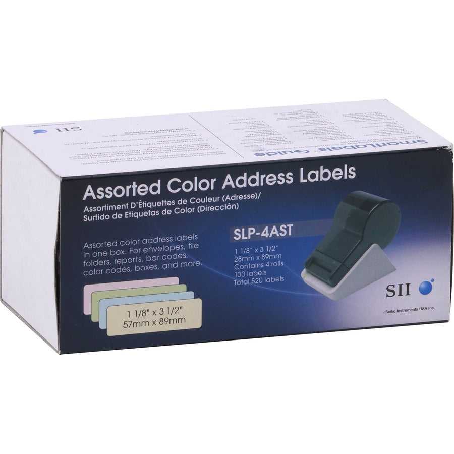 520-Labels 1-1/8 X 3-1/2,Slp-4Ast Asst Color Yel/Blu/Grn/Pnk