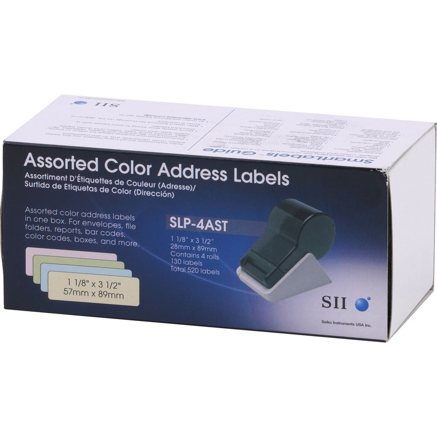 520-Labels 1-1/8 X 3-1/2,Slp-4Ast Asst Color Yel/Blu/Grn/Pnk