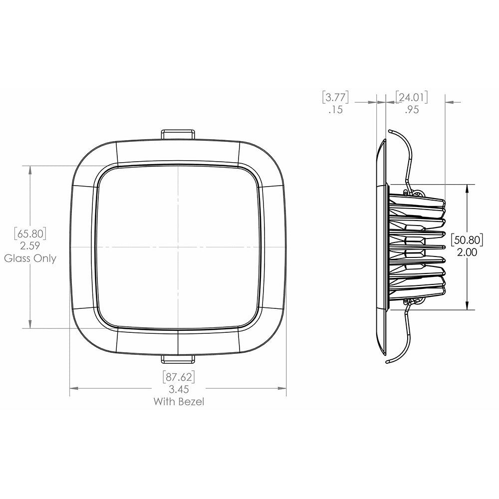 Lumitec Square Mirage Down Light - White - Polished Bezel