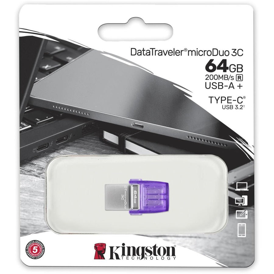 64Gb Datatraveler Microduo 3C,200Mb/S Dual Usb-A + Usb-C