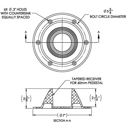 TACO Table Support - Surface Mount - Fits 2-3/8" Pedestals