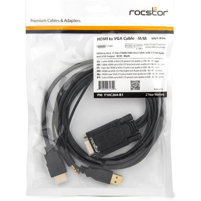 6Ft 1.83M M/M Hdmi To Vga Cable,15Pin