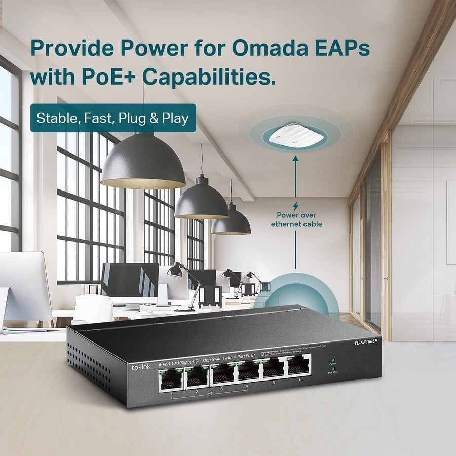 6Port 10/100Mbps Desktop Switch,With 4Port Poe+