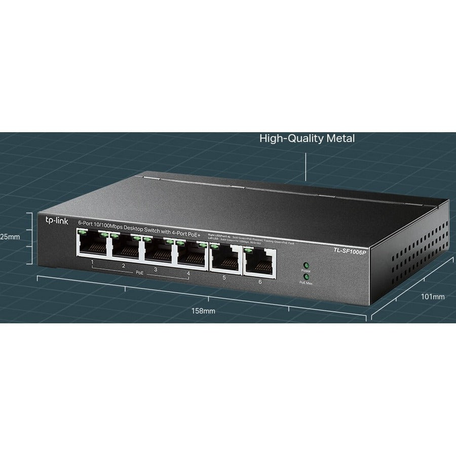 6Port 10/100Mbps Desktop Switch,With 4Port Poe+