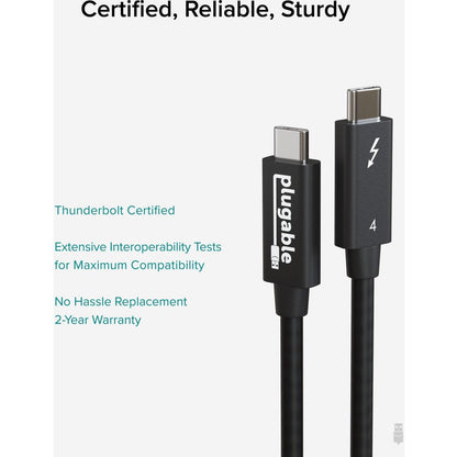 6.4Ft/2M Plugable Tbt4-40G2M,Thunderbolt 4 Cable