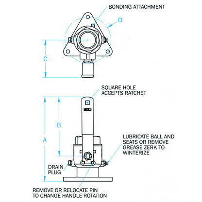 GROCO 2" Bronze Tri-Flanged Ball Valve/Seacock