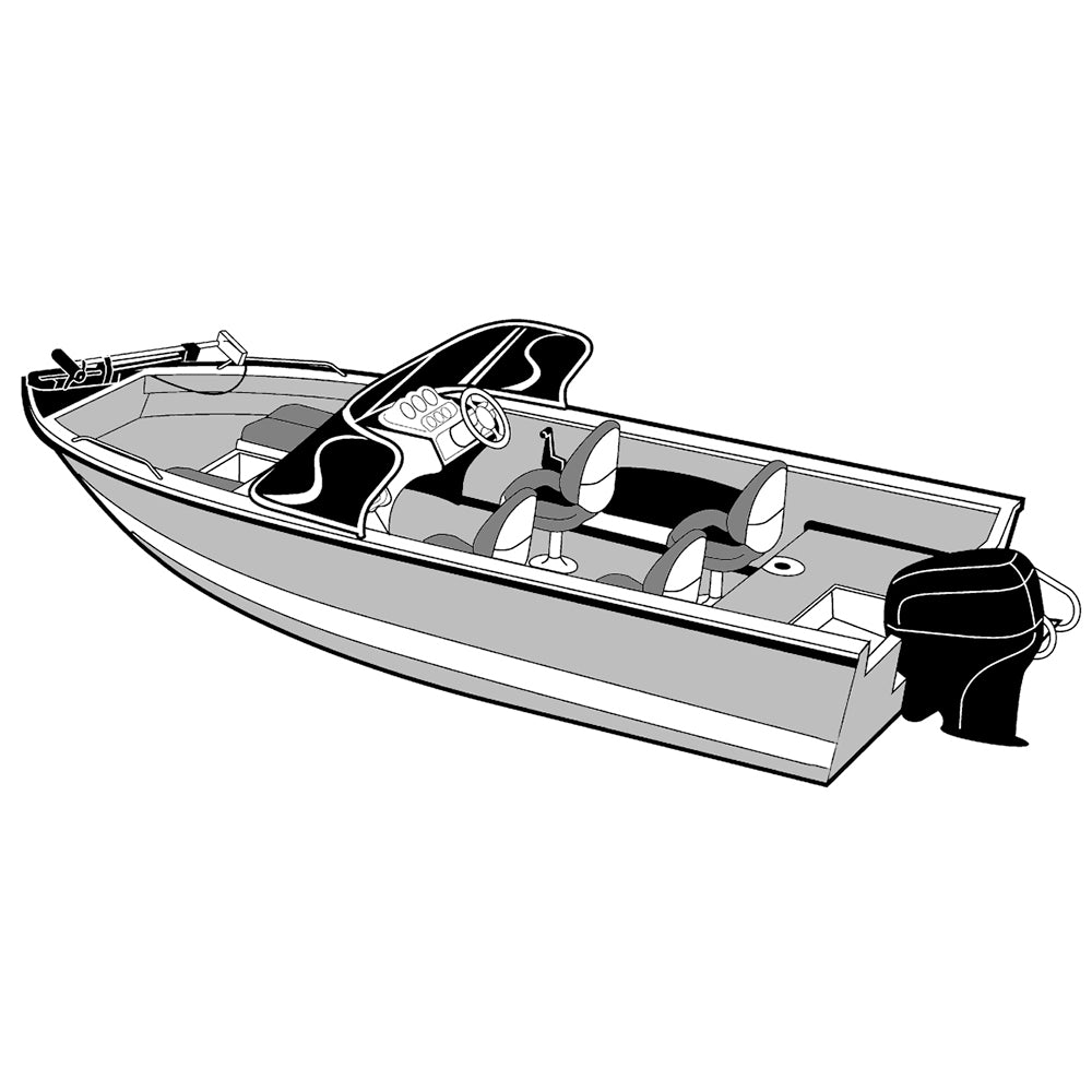 Carver Performance Poly-Guard Wide Series Styled-to-Fit Boat Cover f/16.5&#39; Aluminum V-Hull Boats w/Walk-Thru Windshield - Grey