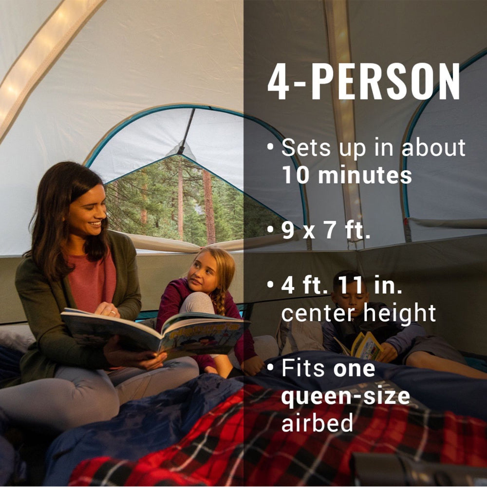 Coleman OneSource Rechargeable 4-Person Camping Dome Tent w/Airflow System &amp; LED Lighting