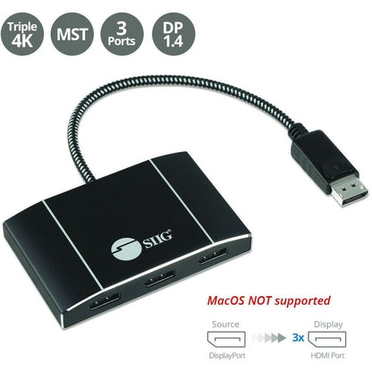 8K 1X3 Displayport 1.4 To Displayport Mst Hub Splitter