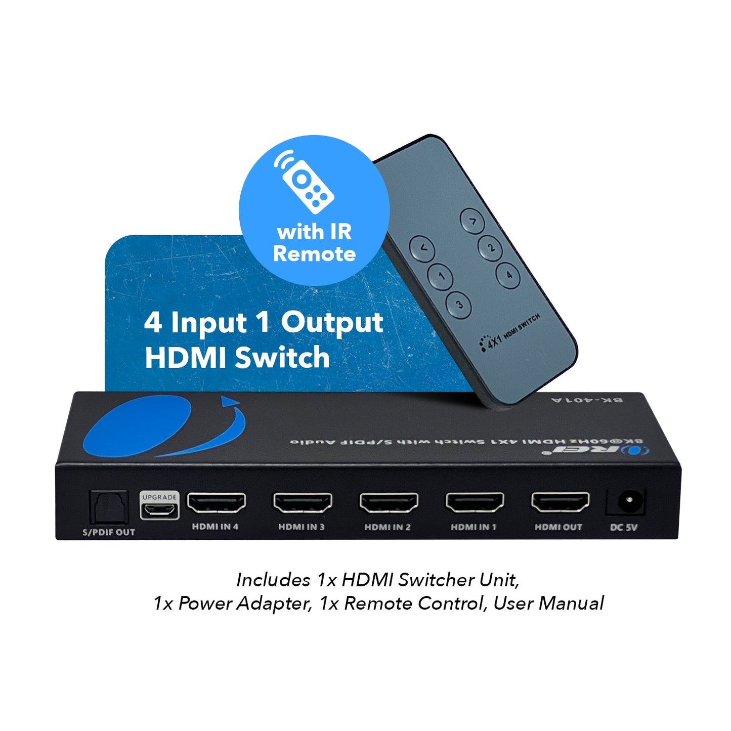 8K 4x1 HDMI Switcher with Audio Extraction (BK-401A)