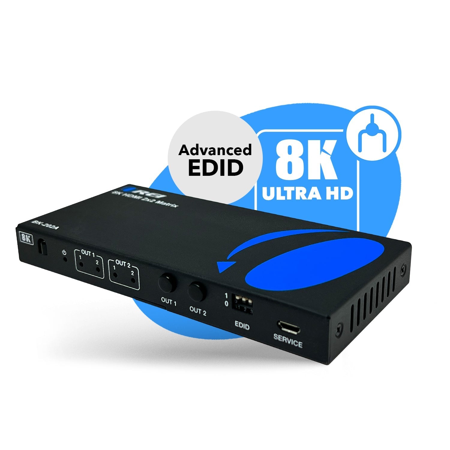 8K HDMI 2x2 Matrix Switcher with Audio Extraction (BK-202A)