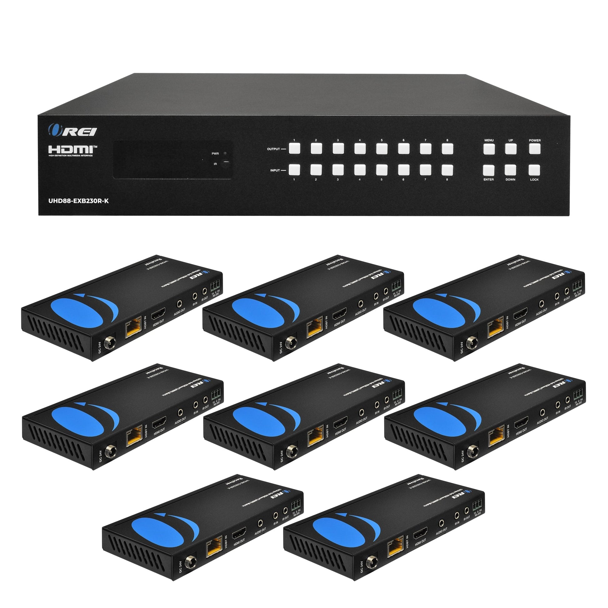 8x8 HDMI Matrix Switcher Extender & HDBaseT Over CAT5e/6/7 Cable (UHD88-EXB230R-K)