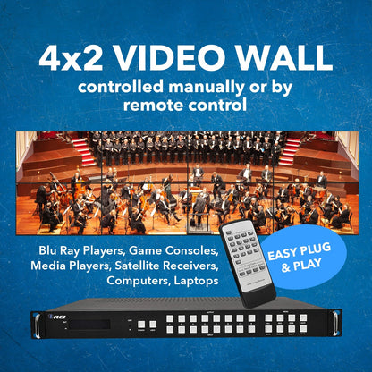 8x8 Matrix with Video Wall Controller 4K - 4x2 Video Wall (UHD-808VW)