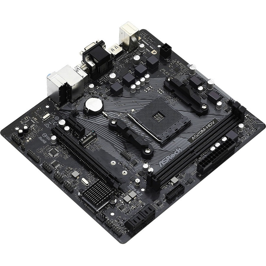 ASRock A520M HDV Desktop Motherboard AMD A520 Chipset Socket