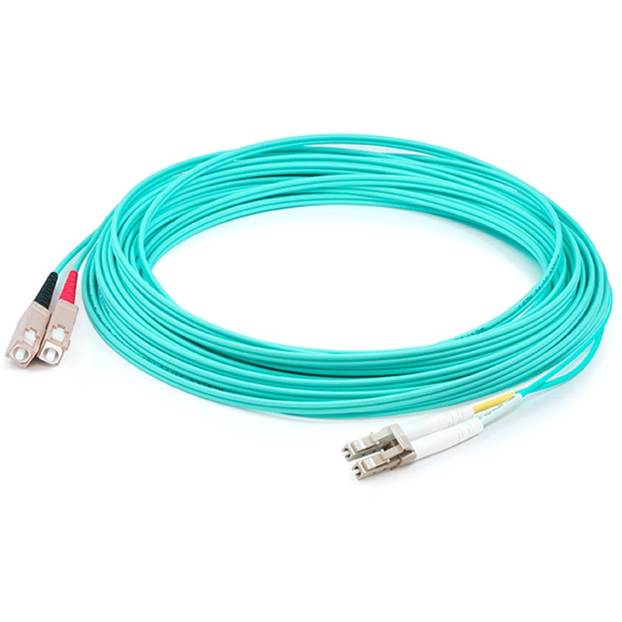 AddOn 62m LC (Male) to SC (Male) Straight Aqua OM4 Duplex Plenum Fiber Patch Cable