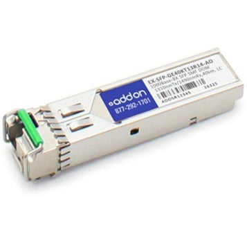 AddOn Juniper Networks EX-SFP-GE40KT13R14 Compatible TAA Compliant 1000Base-BX SFP Transceiver (SMF, 1310nmTx/1490nmRx, 40km, LC, DOM) EX-SFPGE40KT13R14-AO
