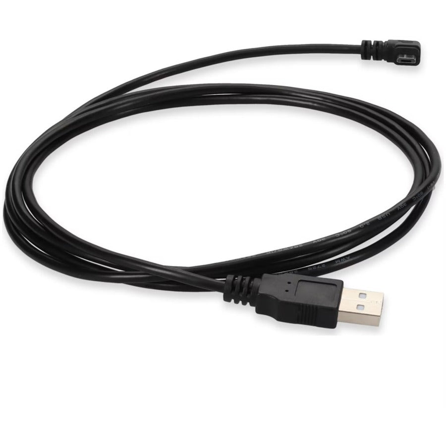 Addon 2M Usb 2.0 (A) Male To Micro-Usb 2.0 (B) Right-Angle Male Black Cable