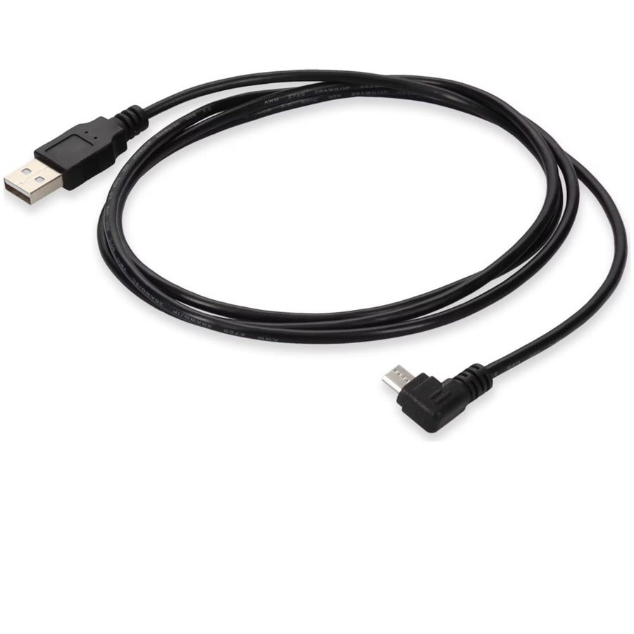 Addon 2M Usb 2.0 (A) Male To Micro-Usb 2.0 (B) Right-Angle Male Black Cable