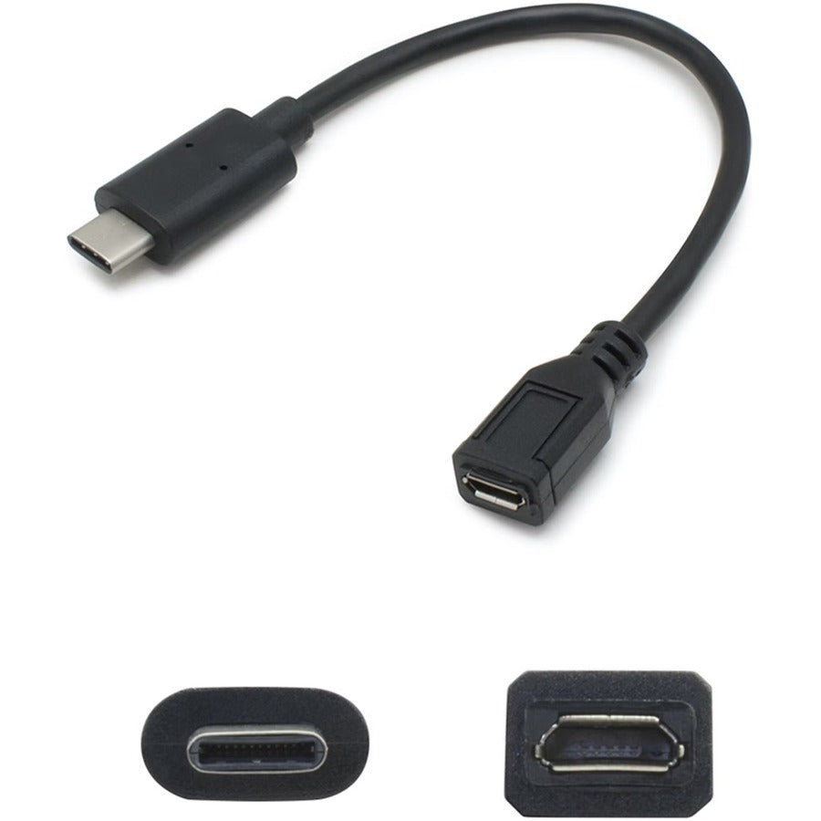 Addon 5-Pack Of Usb 3.1 (C) Male To Micro-Usb 2.0 (B) Female Black Adapters